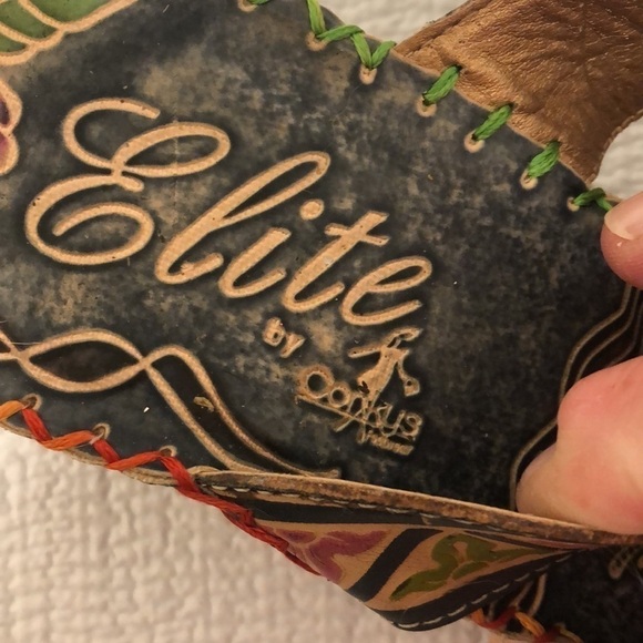 Elite “Navajo” wedge sandal , sz 10c navy & red - Picture 3 of 4